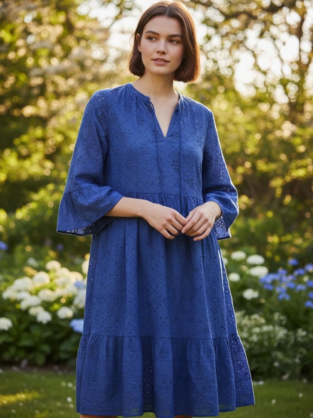 J. Jill Royal Blue Eyelet Blouse